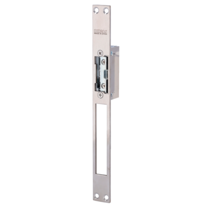 Dorcas electric strikes - For single door : Adjustable radial bolt - Fail Secure (NO) aperture mode - Retention force 330 kg - AC/DC power source 10-24V - Recessed mounting : Socket and free step