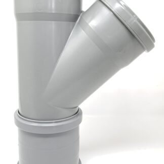 Soil Pipe 110 mm Branch with 45 Degree 110mm Inlet and Slip Coupler- Push-Fit Sewerage - Grey