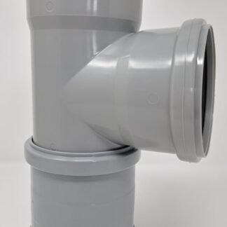 Soil Pipe 110 mm Branch with 90 Degree 110mm Inlet and Slip Coupler- Push-Fit Sewerage - Grey